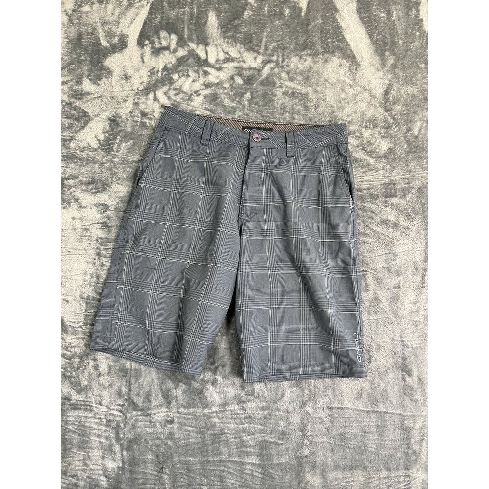 ONeill Mens Gray Plaid Flat-Front Hybrid Board Shorts Size 30